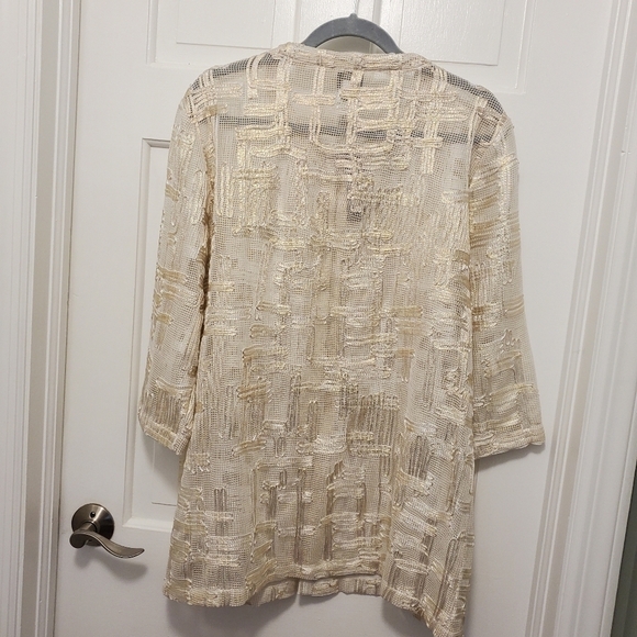 NWT Chico's Traveler's Collection Jacquard Gold Shimmer Jacket Sz 2=12, Ret $149 - Picture 13 of 14